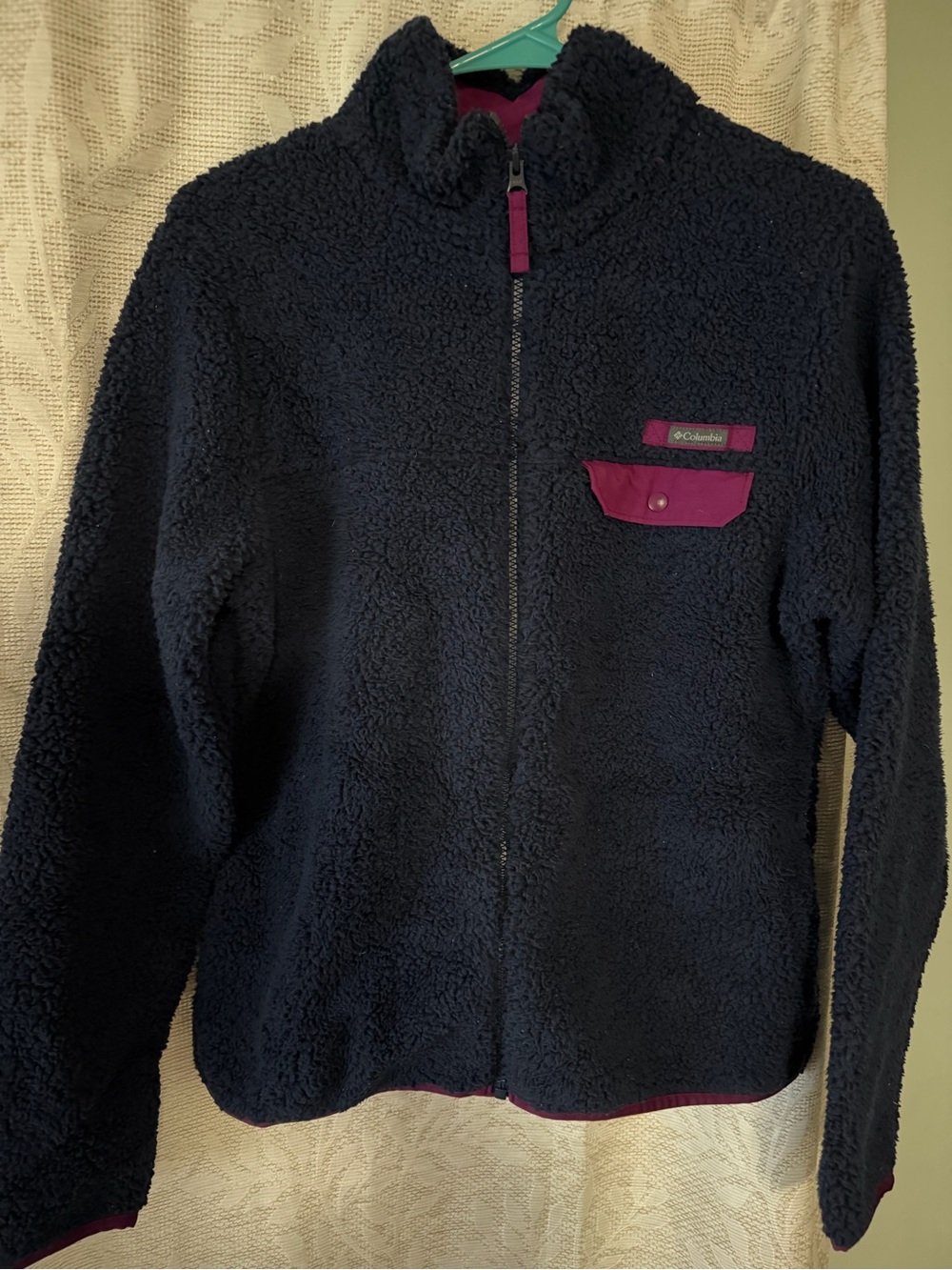 Columbia Women’s Navy Sherpa Jacket with Magenta Trim
